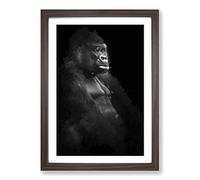 Big Box Art Silverback Gorilla Portrait in Abstract Framed Wall Art Picture Print Ready to Hang, Walnut A2 (62 x 45 cm)
