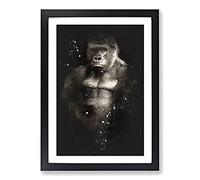 Big Box Art Silverback Gorilla Vol.2 Paint Splash Framed Wall Art Picture Print Ready to Hang, Black A2 (62 x 45 cm)