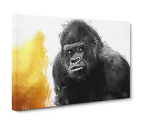 Big Box Art Silverback Gorilla with Golden Flash Canvas Wall Art Framed Picture Print, 30 x 20 Inch (76 x 50 cm), Black, White, Gold, Black, Grey