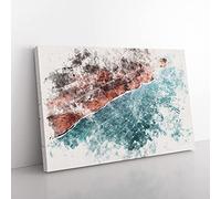 Big Box Art Silverthorne The Coast of Colorado Watercolour Canvas Wall Art Print Ready to Hang Picture, 76 x 50 cm (30 x 20 Inch), Turquoise, Blue, Brown, Red