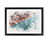 Big Box Art Silverthorne The Coast of Colorado Watercolour Framed Wall Art Picture Print Ready to Hang, Black A2 (62 x 45 cm)
