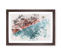 Big Box Art Silverthorne The Coast of Colorado Watercolour Framed Wall Art Picture Print Ready to Hang, Walnut A2 (62 x 45 cm)