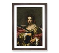 Big Box Art Simon Vouet St Catherine Framed Wall Art Picture Print Ready to Hang, Walnut A2 (62 x 45 cm)