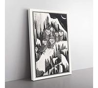 Big Box Art Six Barn Owls by Theo Van Hoytema Canvas Wall Art Print Ready to Hang Picture, 76 x 50 cm (30 x 20 Inch), White, Black, Grey