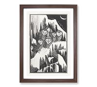 Big Box Art Six Barn Owls by Theo Van Hoytema Framed Wall Art Picture Print Ready to Hang, Walnut A2 (62 x 45 cm)