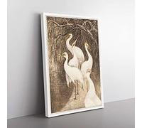 Big Box Art Six Cranes by Theo Van Hoytema Canvas Wall Art Print Ready to Hang Picture, 76 x 50 cm (30 x 20 Inch), White, Green, Brown