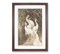 Big Box Art Six Cranes by Theo Van Hoytema Framed Wall Art Picture Print Ready to Hang, Walnut A2 (62 x 45 cm)