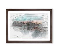 Big Box Art Sketch of The Montreal Skyline in Abstract Framed Wall Art Picture Print Ready to Hang, Walnut A2 (62 x 45 cm)