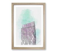 Big Box Art Sketching The Architecture Vol.11 Framed Wall Art Picture Print Ready to Hang, Oak A2 (62 x 45 cm)