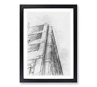 Big Box Art Sketching The Architecture Vol.15 Framed Wall Art Picture Print Ready to Hang, Black A2 (62 x 45 cm)