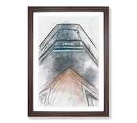 Big Box Art Sketching The Architecture Vol.5 Framed Wall Art Picture Print Ready to Hang, Walnut A2 (62 x 45 cm)