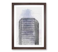 Big Box Art Sketching The Architecture Vol.7 Framed Wall Art Picture Print Ready to Hang, Walnut A2 (62 x 45 cm)