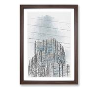Big Box Art Sketching The Architecture Vol.9 Framed Wall Art Picture Print Ready to Hang, Walnut A2 (62 x 45 cm)