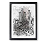 Big Box Art Skyline of Bangkok Thailand in Abstract Framed Wall Art Picture Print Ready to Hang, Black A2 (62 x 45 cm)