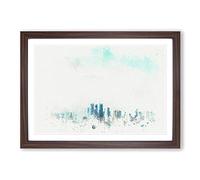 Big Box Art Skyline of Doha in Qatar in Abstract Framed Wall Art Picture Print Ready to Hang, Walnut A2 (62 x 45 cm)
