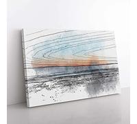 Big Box Art Skyline of Santa Barbara in Abstract Canvas Wall Art Print Ready to Hang Picture, 76 x 50 cm (30 x 20 Inch), White, Grey, Brown, Black