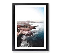 Big Box Art Skyline of Tenerife in Spain Painting Framed Wall Art Picture Print Ready to Hang, Black A2 (62 x 45 cm)