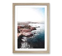 Big Box Art Skyline of Tenerife in Spain Painting Framed Wall Art Picture Print Ready to Hang, Oak A2 (62 x 45 cm)