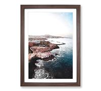Big Box Art Skyline of Tenerife in Spain Painting Framed Wall Art Picture Print Ready to Hang, Walnut A2 (62 x 45 cm)