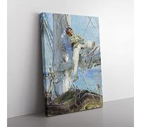 Big Box Art Sleeping Sailor by Henry Scott Tuke Canvas Wall Art Print Ready to Hang Picture, 76 x 50 cm (30 x 20 Inch), Blue, Grey, Blue