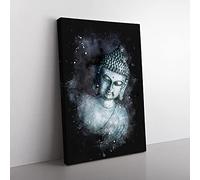 Big Box Art Smoke Surrounding The Buddha Paint Splash Canvas Wall Art Print Ready to Hang Picture, 76 x 50 cm (30 x 20 Inch), Grey, Blue, Black