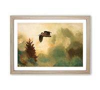 Big Box Art Snipe Bird by Bruno Liljefors Framed Wall Art Picture Print Ready to Hang, Oak A2 (62 x 45 cm)