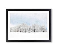 Big Box Art Snow Covered Trees Painting Framed Wall Art Picture Print Ready to Hang, Black A2 (62 x 45 cm)