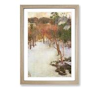 Big Box Art Snow in The Garden by Kuroda Seiki Framed Wall Art Picture Print Ready to Hang, Oak A2 (62 x 45 cm)