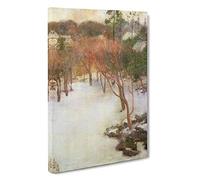Big Box Art Snow in The Garden by Kuroda Seiki Painting Canvas Wall Art Framed Picture Print, 30 x 20 Inch (76 x 50 cm), Grey, Cream, White, Brown
