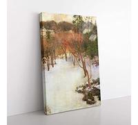 Big Box Art Snow in The Garden by Kuroda Seiki Painting Canvas Wall Art Print Ready to Hang Picture, 76 x 50 cm (30 x 20 Inch), Grey, Cream, White, Brown