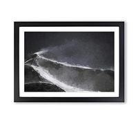Big Box Art Snow Upon a Mountain Peak in Abstract Framed Wall Art Picture Print Ready to Hang, Black A2 (62 x 45 cm)