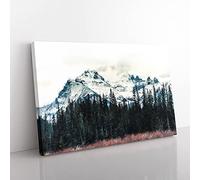 Big Box Art Snow Upon The Mountains in Canada Painting Canvas Wall Art Print Ready to Hang Picture, 76 x 50 cm (30 x 20 Inch), White, Black, Grey