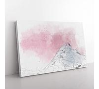 Big Box Art Snowy Mountain Sketch Canvas Wall Art Print Ready to Hang Picture, 76 x 50 cm (30 x 20 Inch), Pink, Grey, Blue