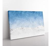 Big Box Art Snowy Mountains in Austria Painting Canvas Wall Art Print Ready to Hang Picture, 76 x 50 cm (30 x 20 Inch), White, Blue, Blue