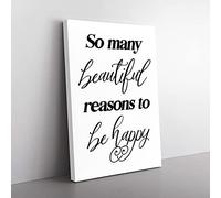 Big Box Art So Many Beautiful Reasons Typography Canvas Wall Art Print Ready to Hang Picture, 76 x 50 cm (30 x 20 Inch), White, Black, Black