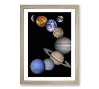 Big Box Art Solar System Planets Space Framed Wall Art Picture Print Ready to Hang, Oak A2 (62 x 45 cm)