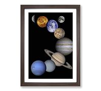 Big Box Art Solar System Planets Space Framed Wall Art Picture Print Ready to Hang, Walnut A2 (62 x 45 cm)