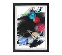 Big Box Art Solar System Planets Space V2 Framed Wall Art Picture Print Ready to Hang, Black A2 (62 x 45 cm)