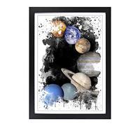 Big Box Art Solar System Planets Space V3 Framed Wall Art Picture Print Ready to Hang, Black A2 (62 x 45 cm)