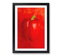 Big Box Art Solo Red Bell Pepper Painting Framed Wall Art Picture Print Ready to Hang, Black A2 (62 x 45 cm)