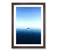 Big Box Art Solo Sailing Boat Across The Sea in Abstract Framed Wall Art Picture Print Ready to Hang, Walnut A2 (62 x 45 cm)