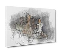 Big Box Art Space Shuttle Endeavour in Abstract Canvas Wall Art Framed Picture Print, 30 x 20 Inch (76 x 50 cm), White, Grey, Black