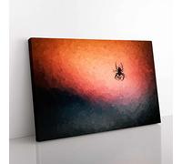 Big Box Art Spiders Web in Abstract Canvas Wall Art Print Ready to Hang Picture, 76 x 50 cm (30 x 20 Inch), Black, Red, Orange, Mauve