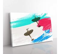 Big Box Art Spitfire RAF Duo Planes V2 Canvas Wall Art Print Ready to Hang Picture, 76 x 50 cm (30 x 20 Inch), Multi-Coloured