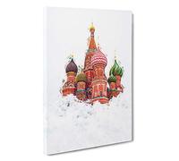 Big Box Art St Basils Cathedral in Moscow Canvas Wall Art Framed Picture Print, 30 x 20 Inch (76 x 50 cm), White, Red, Beige, Maroon, Olive, Green