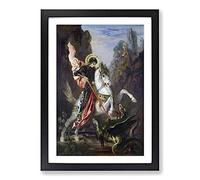 Big Box Art St George and The Dragon by Gustave Moreau Framed Wall Art Picture Print Ready to Hang, Black A2 (62 x 45 cm)