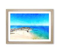 Big Box Art St Ives in Cornwall Painting Framed Wall Art Picture Print Ready to Hang, Oak A2 (62 x 45 cm)