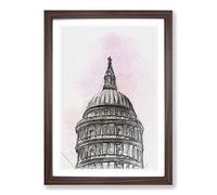 Big Box Art St. Paul's Cathedral Sketch in Abstract Framed Wall Art Picture Print Ready to Hang, Walnut A2 (62 x 45 cm)