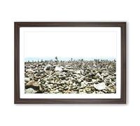 Big Box Art Stacked Stones in Spain Painting Framed Wall Art Picture Print Ready to Hang, Walnut A2 (62 x 45 cm)