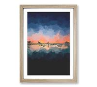 Big Box Art Standing Beneath The Moon in Abstract Framed Wall Art Picture Print Ready to Hang, Oak A2 (62 x 45 cm)